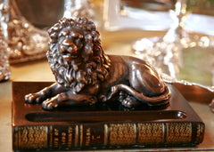 Book Pen Holder with Bronzed Lion